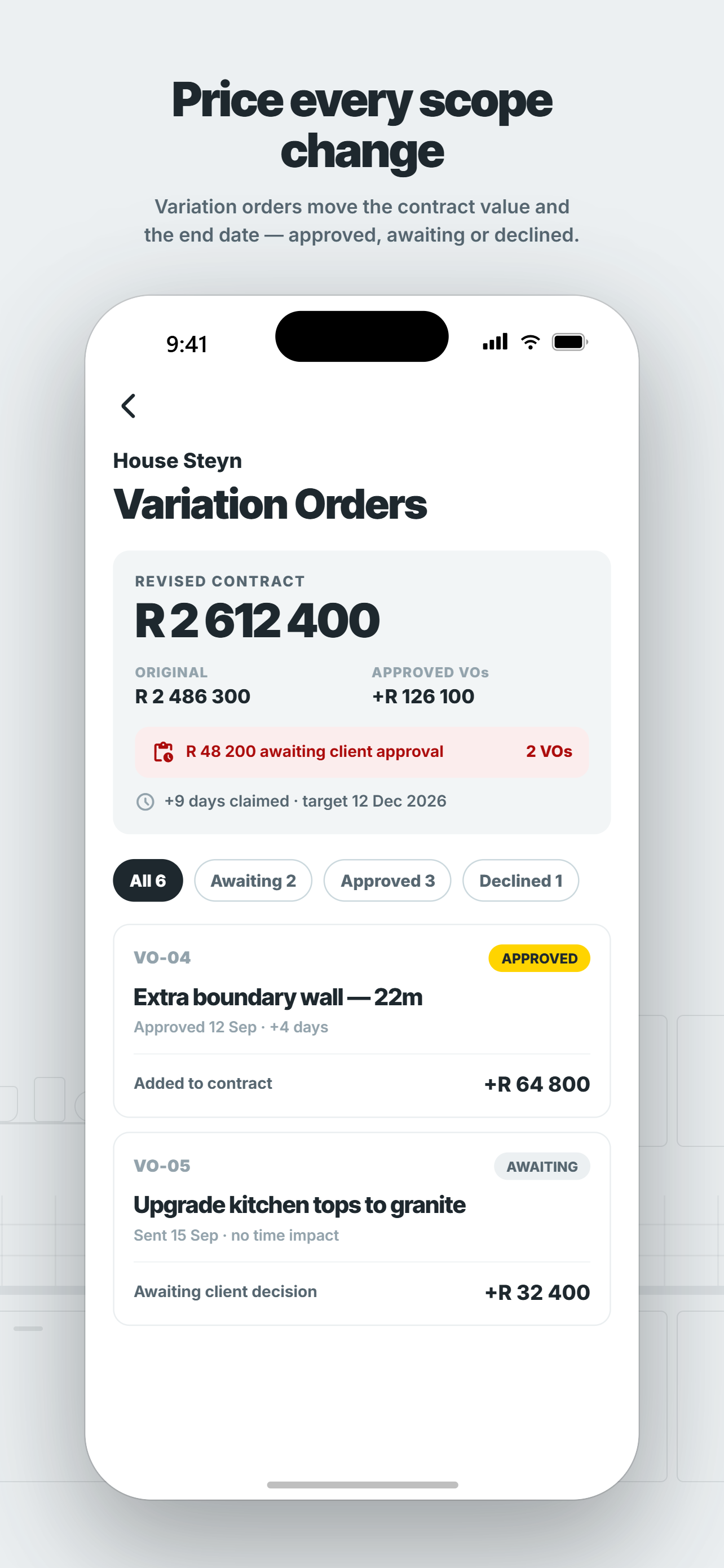 Variation orders
